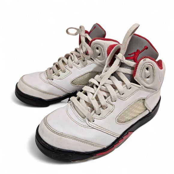 Nike Air Jordan 5 Retro FireRed SilverTongue 440889-102 Youth 1 / 32.5 Sneakers - Picture 1 of 6